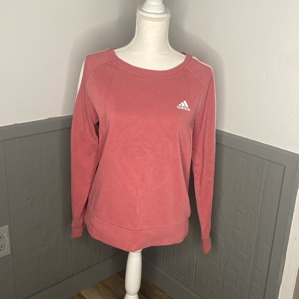 Pink/White Adidas Crewneck Medium